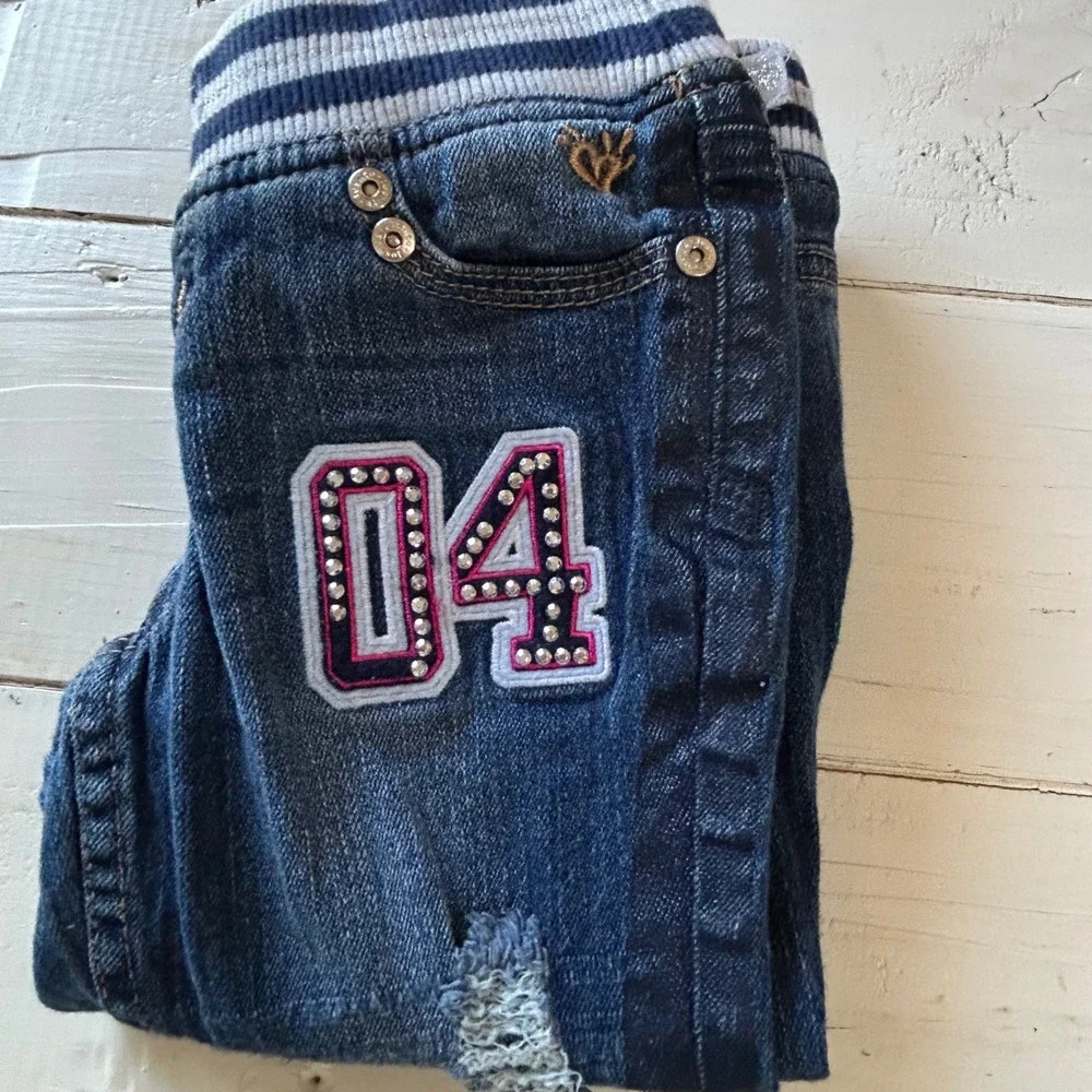 Justice Girls Simply Low Super Skinny Jeans Dark Wash Distressed 04 Star Size 7R